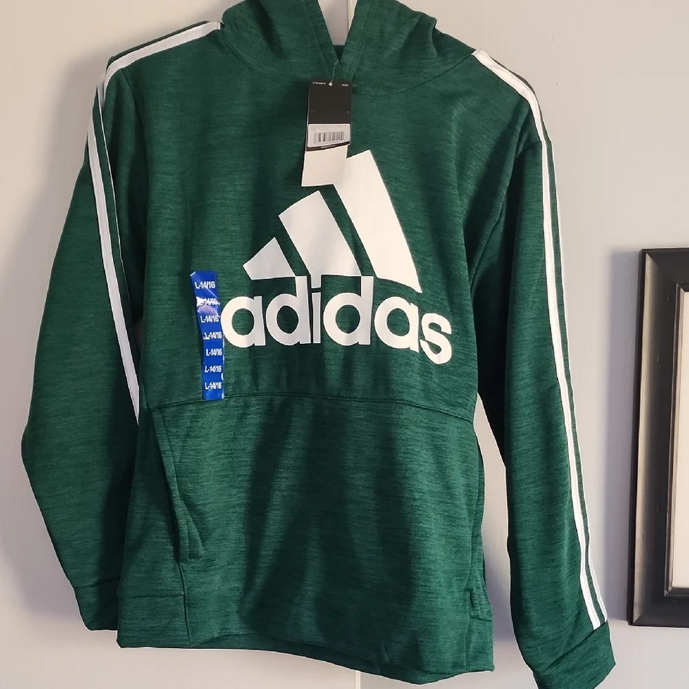 Adidas Green Hoodie with White Accents